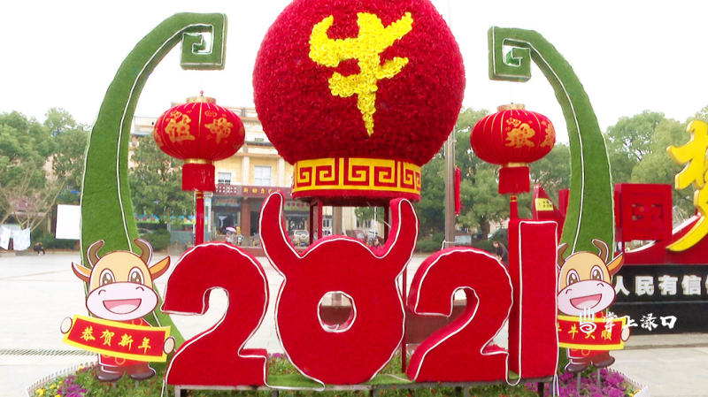 鲜花灯笼贺新春扮靓城市迎牛年